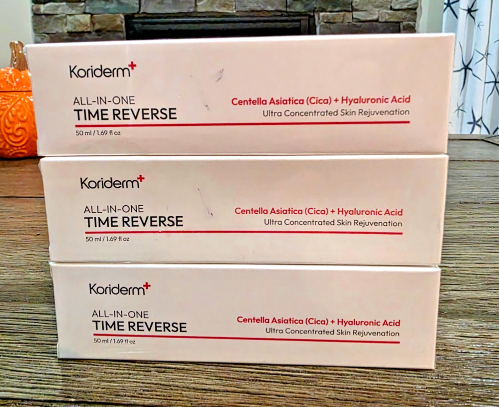 Koriderm+ All-in-One Time Reverse Cica + Hyaluronic Acid Face 1.69oz 3 Pack